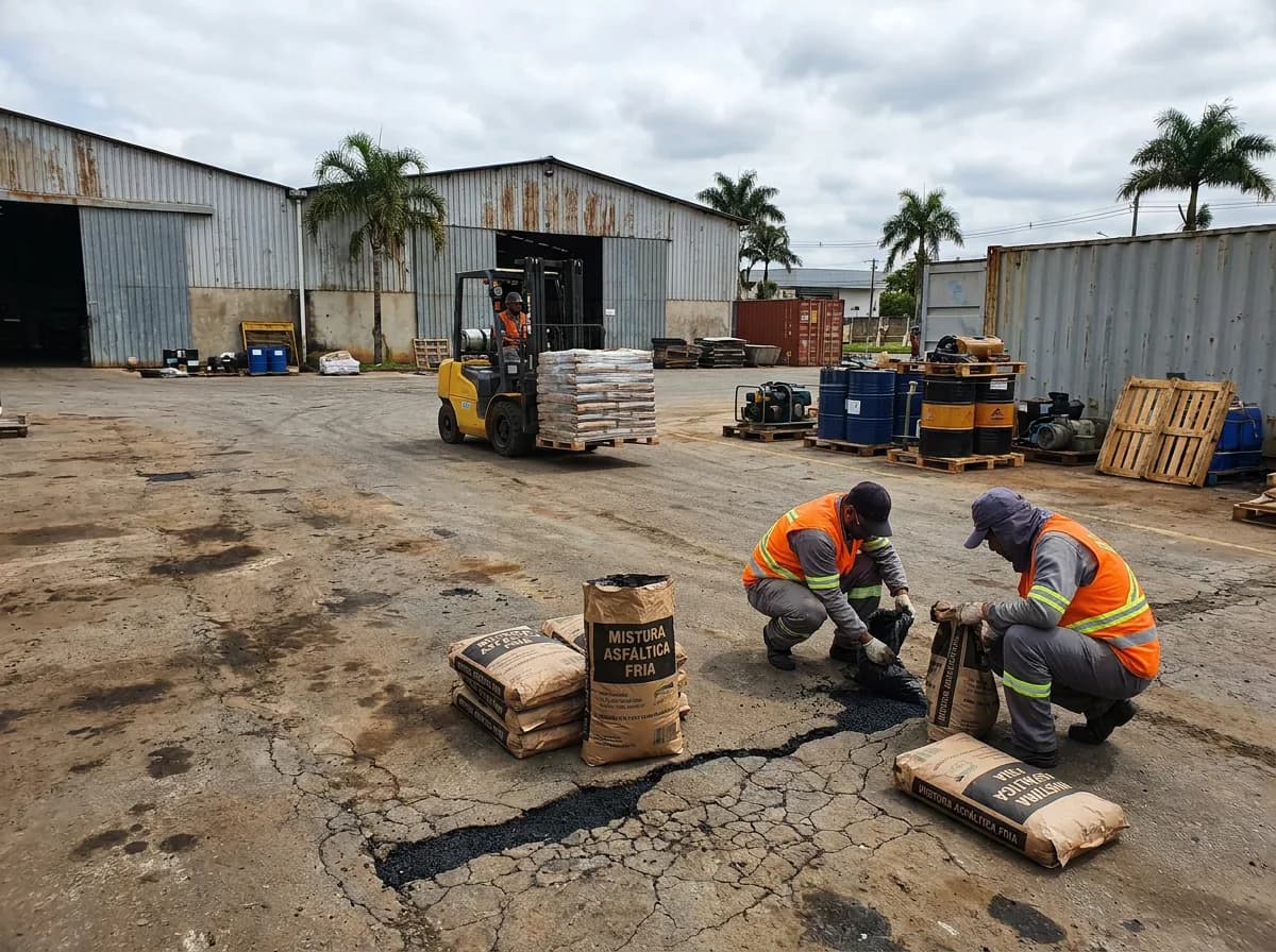 Correções em pátios industriais