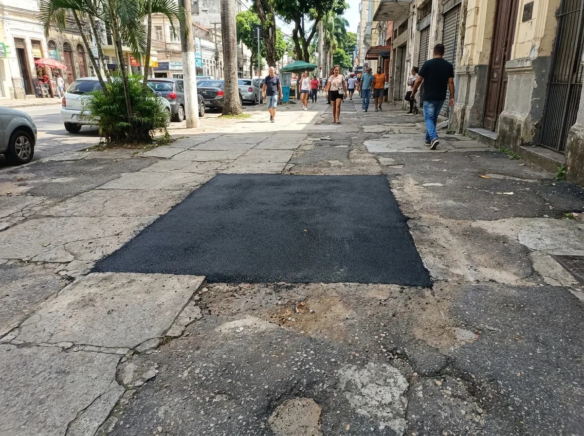 Correções pontuais em calçadas, pátios e entradas de garagem
